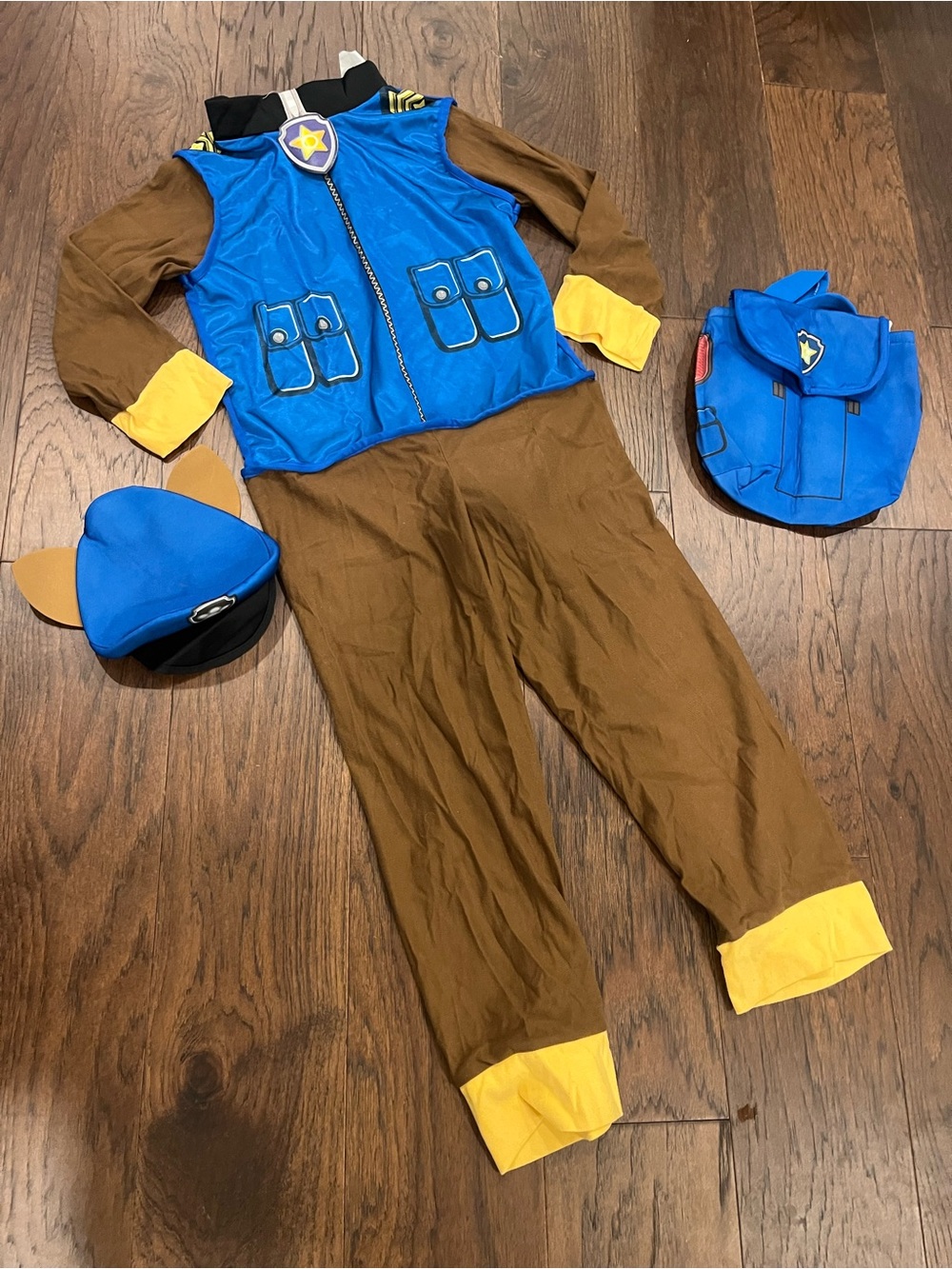 Paw Patrol Kids Blue and Brown Police Pup Costume - Includes Hat & Backpack